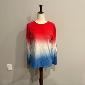 Vineyard Vines Red White and Blue Ombre Long Sleeve‎ Kids XL Shirt